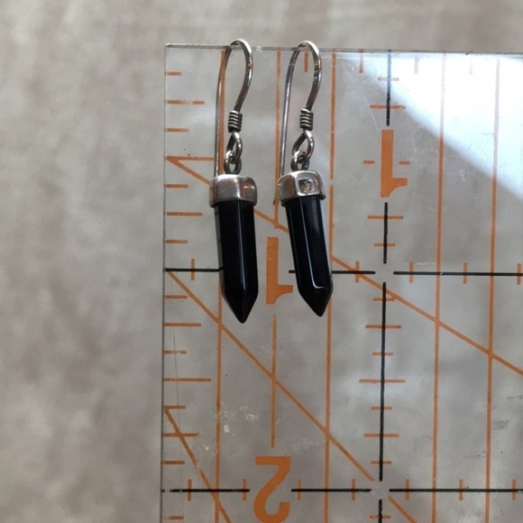Sterling silver Onyx Hexagon Prism Earrings - Picture 7 of 7